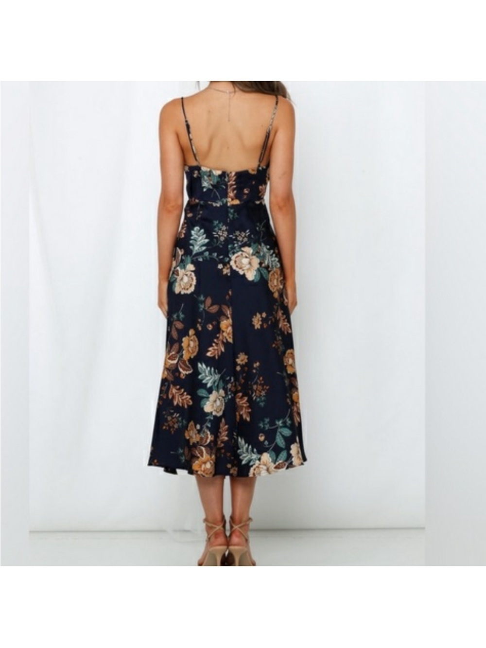 Petal and pup alejandra cowl neck midi slip dress floral navy womens 4 - Picture 3 of 11